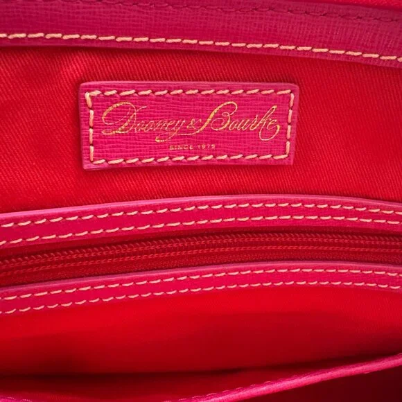 Dooney & Bourke Multicolor Logo Canvas Satchel With Pink Leather Trim & Dust Bag - Picture 11 of 16